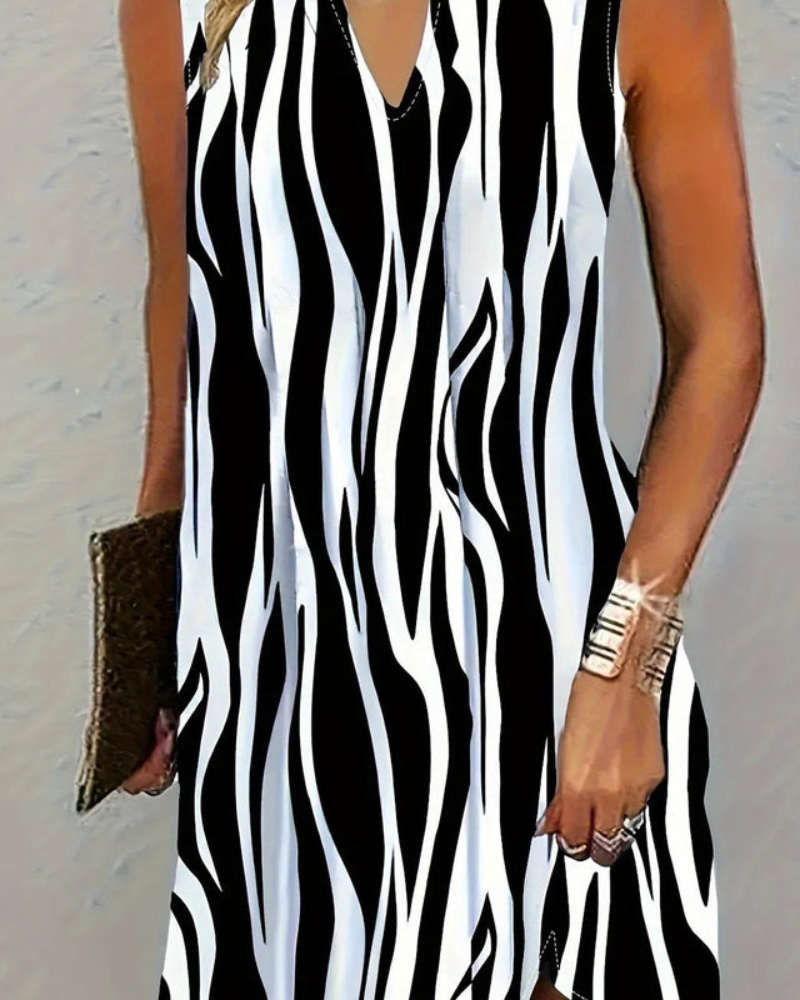 Damen Luftiges Gestreiftes Kleid | Mini Kleid