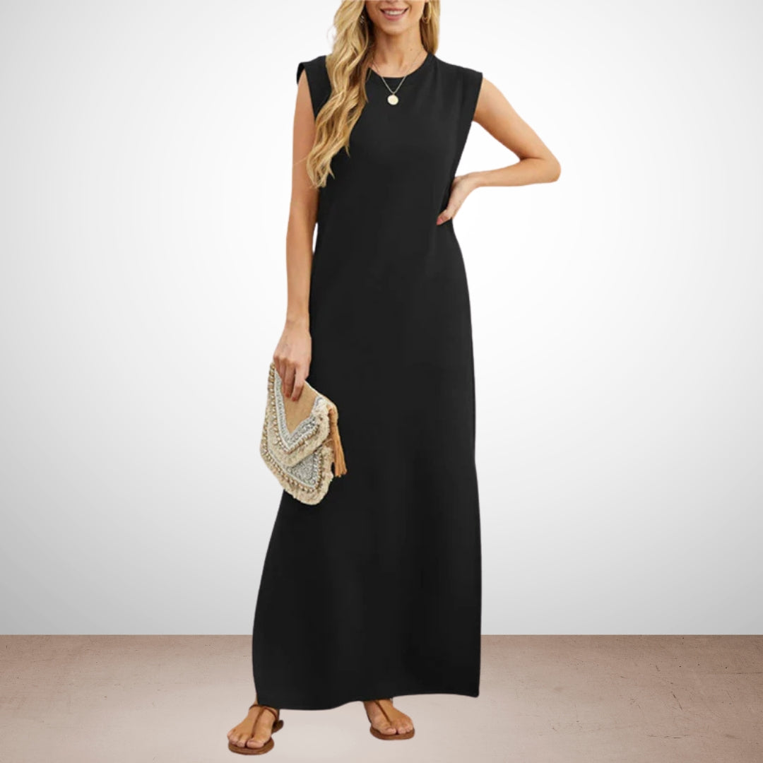 Emma - Langes, fließendes, knitterfreies Kleid