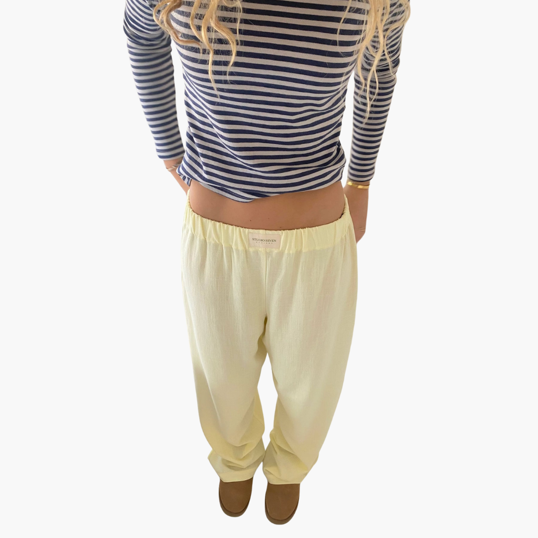 Damen Loungehose mit elastischem Bund und weitem Bein