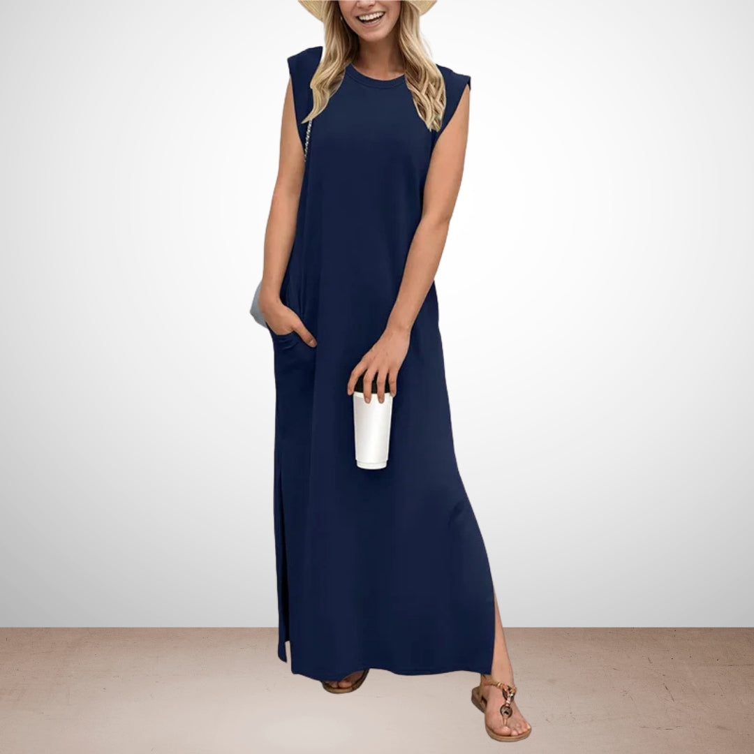 Emma - Langes, fließendes, knitterfreies Kleid