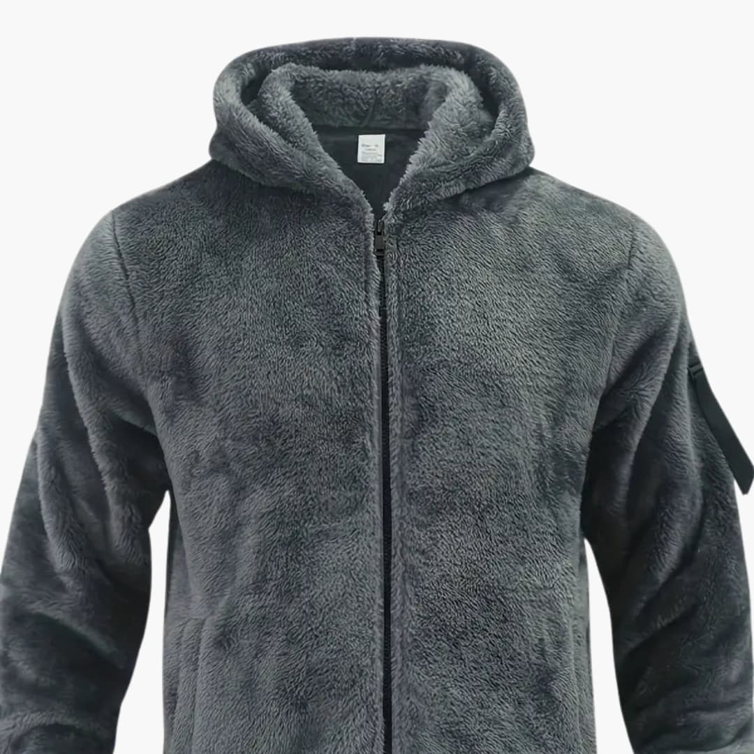 Herren Teddy jacke mit Reißverschluss und langen Ärmeln