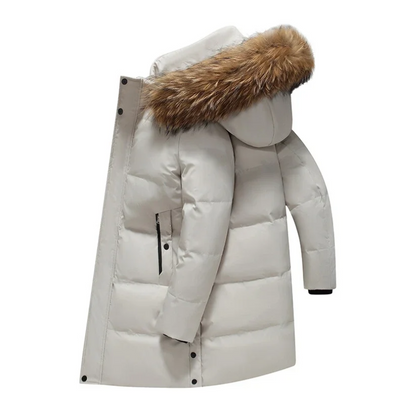 Zip-up Parka Jacke mit Pelzkapuze für Herren
