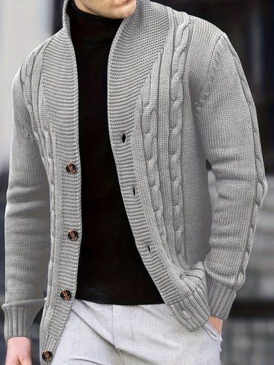 Schalkragen Rippstrick Strickjacke für Herren