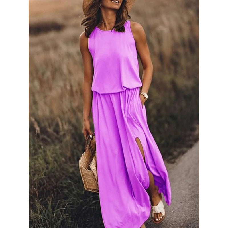 Ärmelloses Maxikleid | Fließender Stoff | Femininer Stil