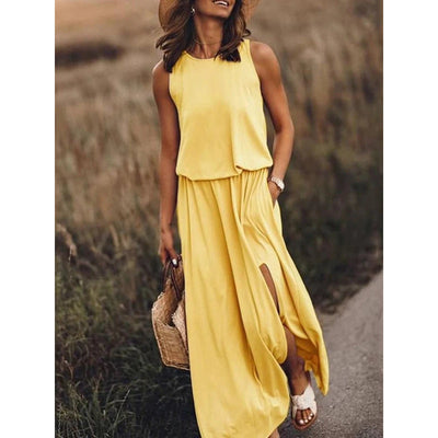 Ärmelloses Maxikleid | Fließender Stoff | Femininer Stil
