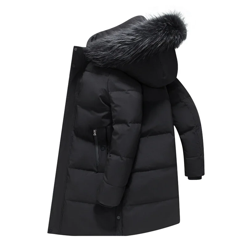 Zip-up Parka Jacke mit Pelzkapuze für Herren