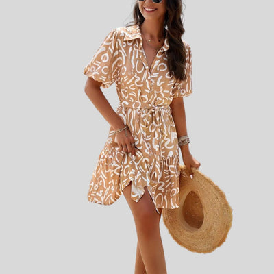 Hemdkleid mit abstraktem Druck