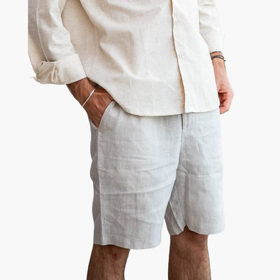 Herren Leinen Shorts mit Kordelzug und Seitentaschen