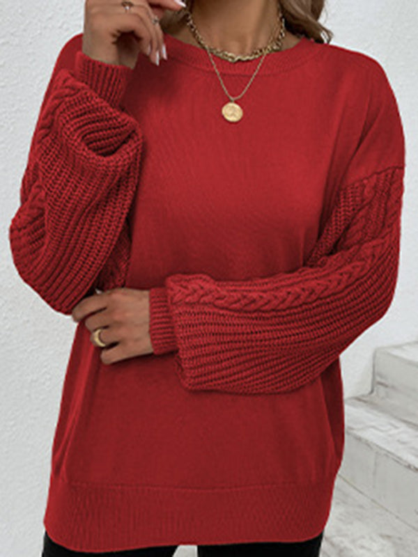 Lockerer Langärmeliger Strickpullover für Damen