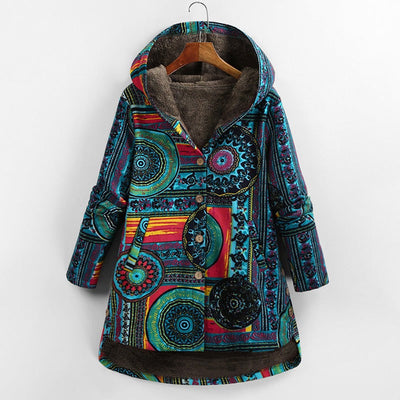 Bohemian Patchwork Kapuzenmantel für Frauen
