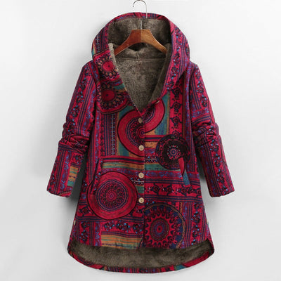 Bohemian Patchwork Kapuzenmantel für Frauen