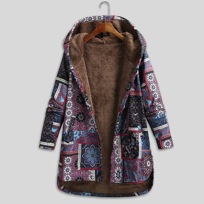 Bohemian Patchwork Kapuzenmantel für Frauen