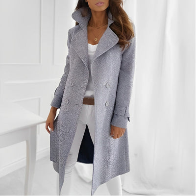Zweireihiger langer Trenchcoat für Damen