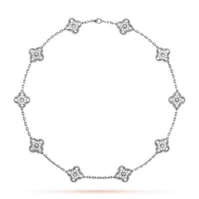 KLEEBLATT DIAMANT HALSKETTE 10 | SILBER