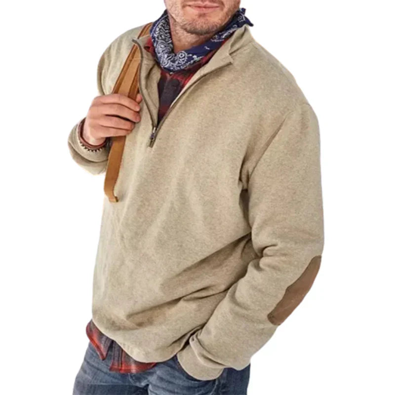 Lässiger Pullover mit halbem Reißverschluss für Herren