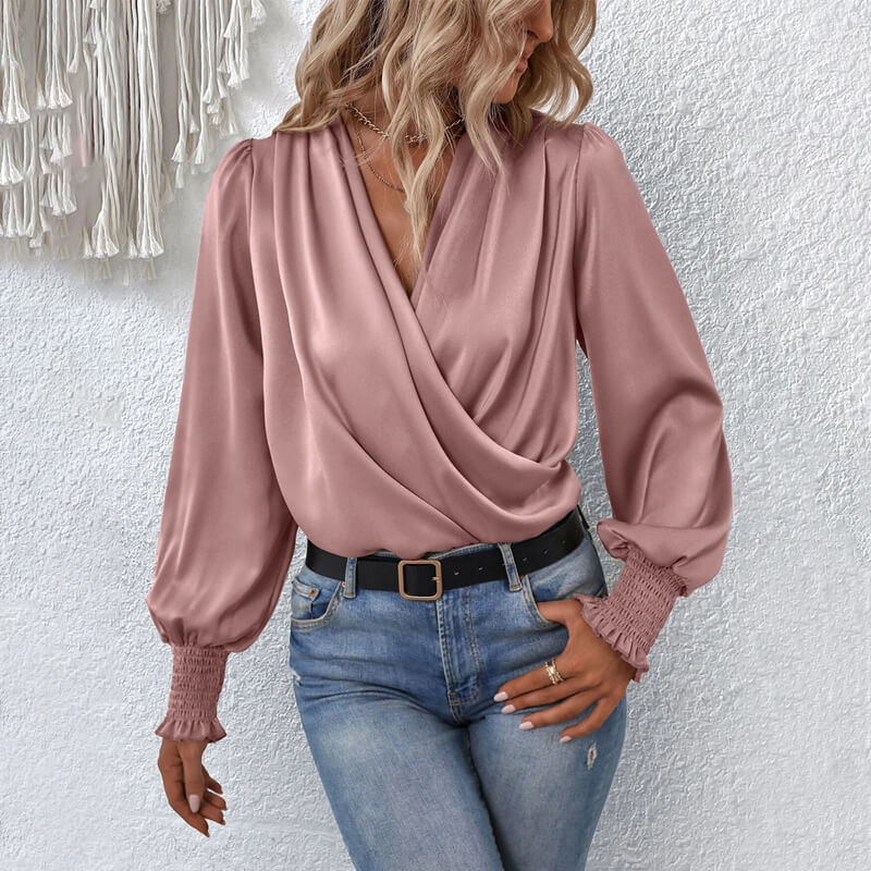 Ximena® | Stylischer Blusenpullover mit überkreuztem Design