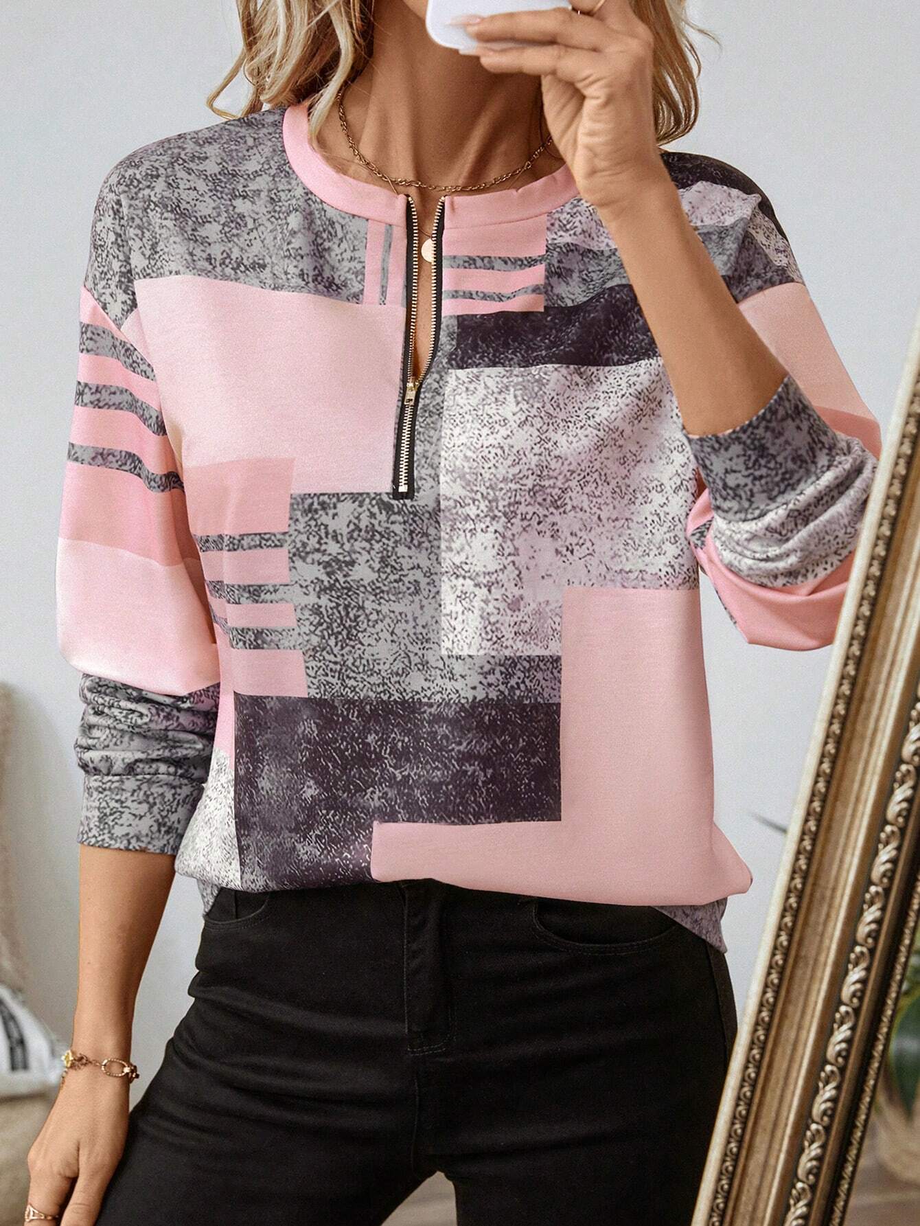 Tricia™ – Sweatshirt mit Grafikprint und Reißverschluss