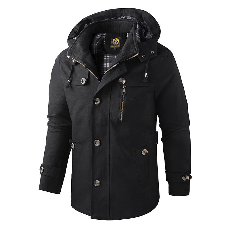Klassische Wattierte Kapuzenjacke mit Taschen für Herren