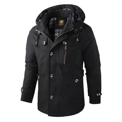 Klassische Wattierte Kapuzenjacke mit Taschen für Herren