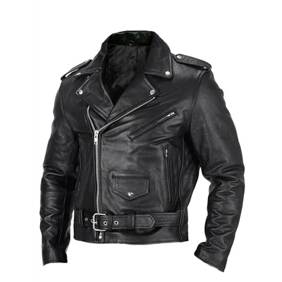 Schwarze Motorradjacke aus Leder für Herren