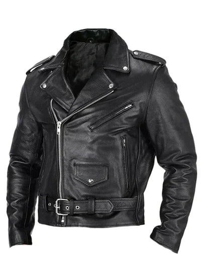 Schwarze Biker-Lederjacke für Männer
