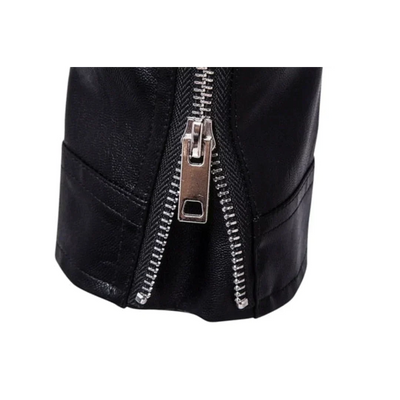 Schwarze Motorradjacke aus Leder für Herren