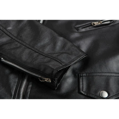 Schwarze Motorradjacke aus Leder für Herren