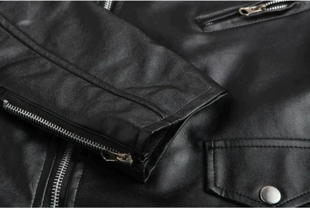 Schwarze Biker-Lederjacke für Männer