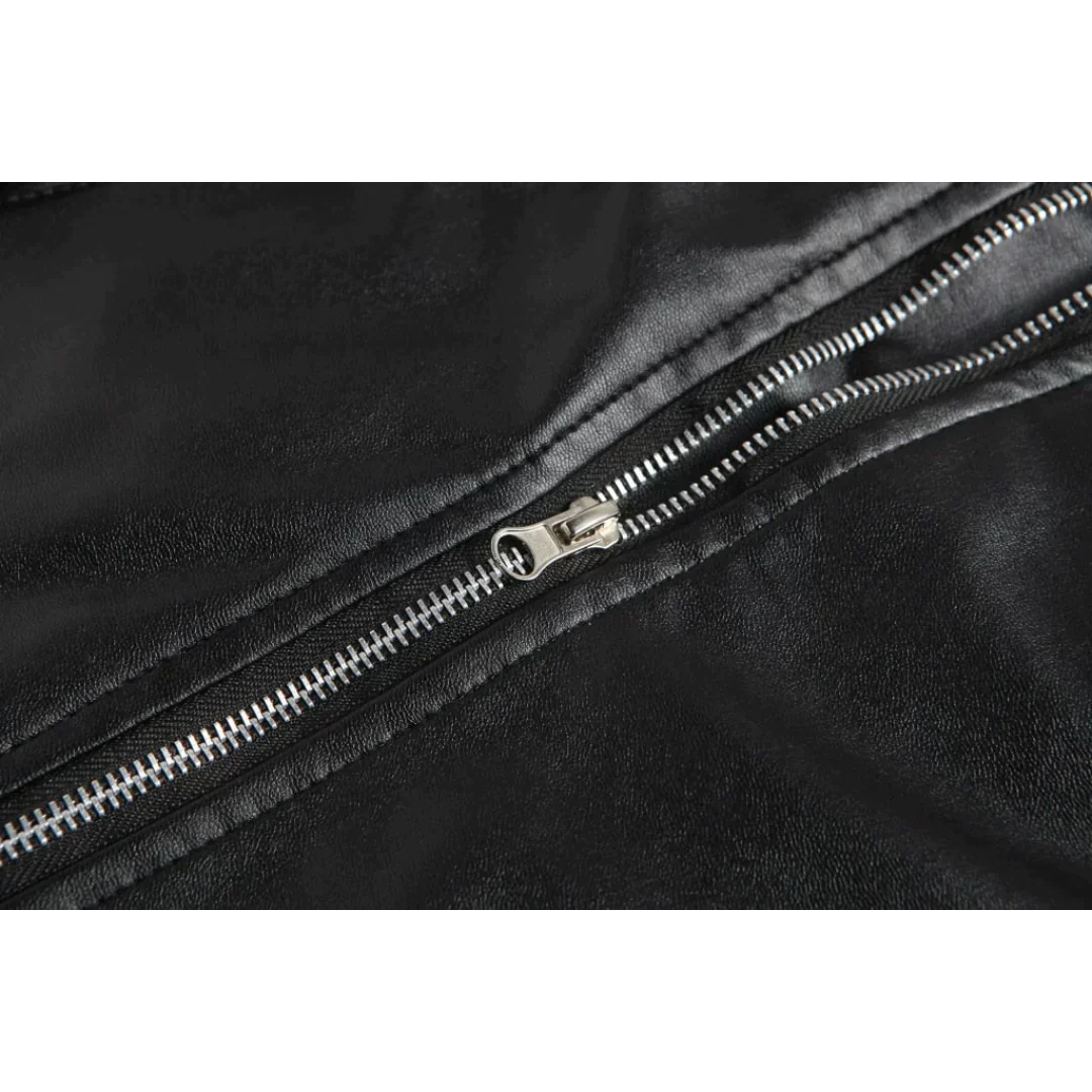 Schwarze Motorradjacke aus Leder für Herren