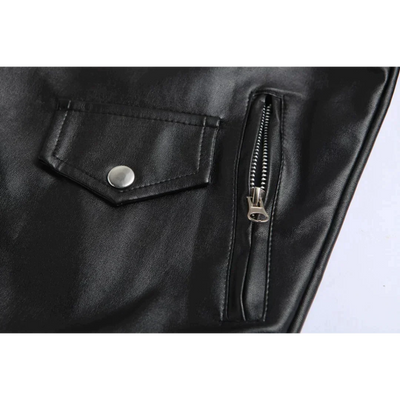 Schwarze Motorradjacke aus Leder für Herren