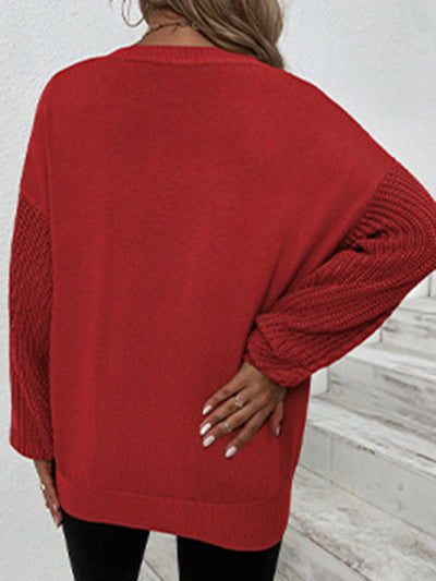 Lockerer Langärmeliger Strickpullover für Damen