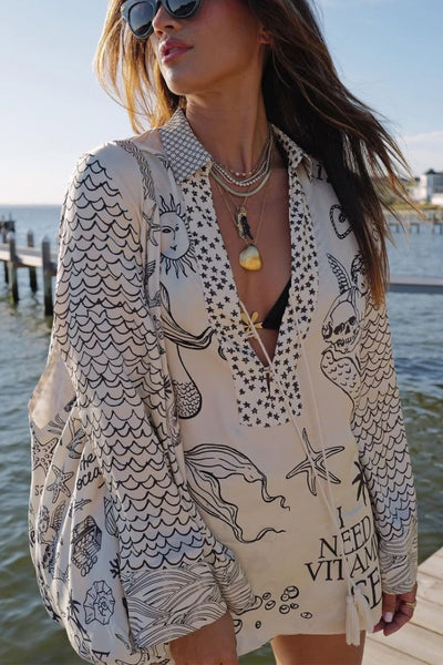 Hosehemd & Shorts mit Meeresdruck – Lässiger und kreativer Stil