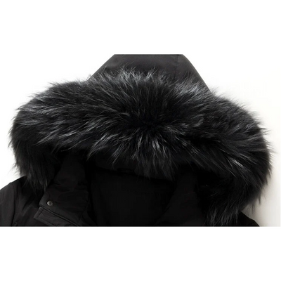 Zip-up Parka Jacke mit Pelzkapuze für Herren