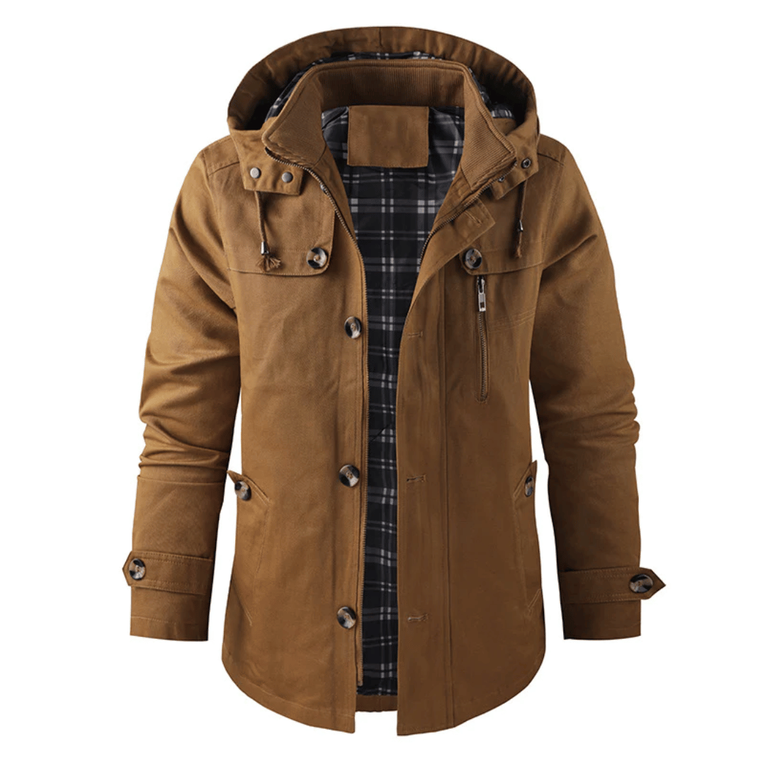 Mittellange Feldjacke mit Kapuze für Herren