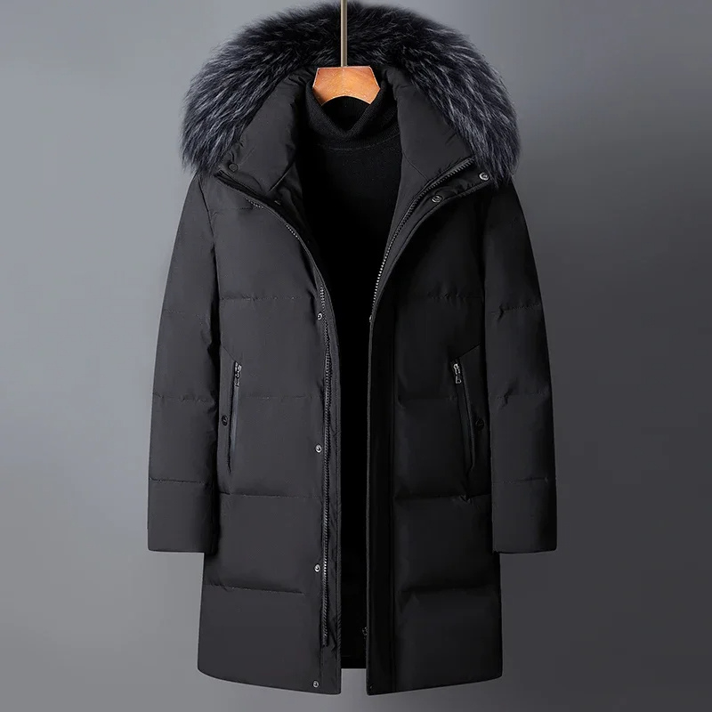 Zip-up Parka Jacke mit Pelzkapuze für Herren