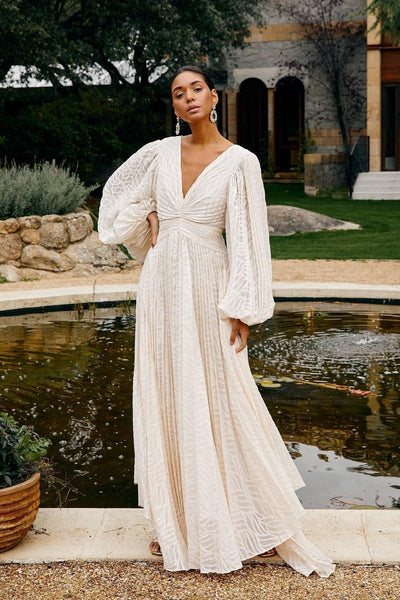 Florie | Langes Chiffon-V-Ausschnitt Kleid