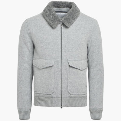 Herren-Bomber jacke mit Reißverschluss und Fleecekragen