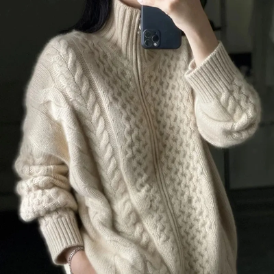 Rollkragenstrickjacke für Frauen