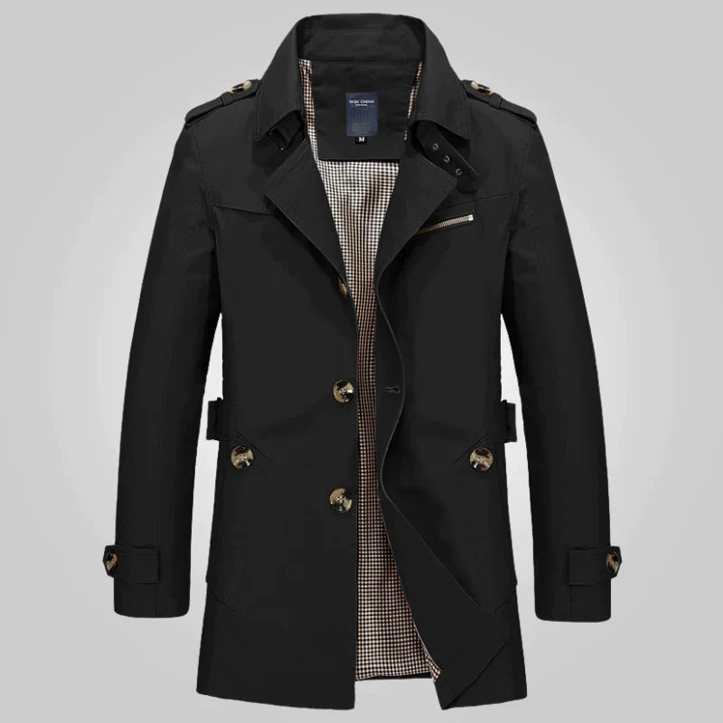 Eleganter Trenchcoat mit Manschettenärmeln für Männer