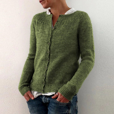 Grüne Strickjacke mit Knöpfen für Damen