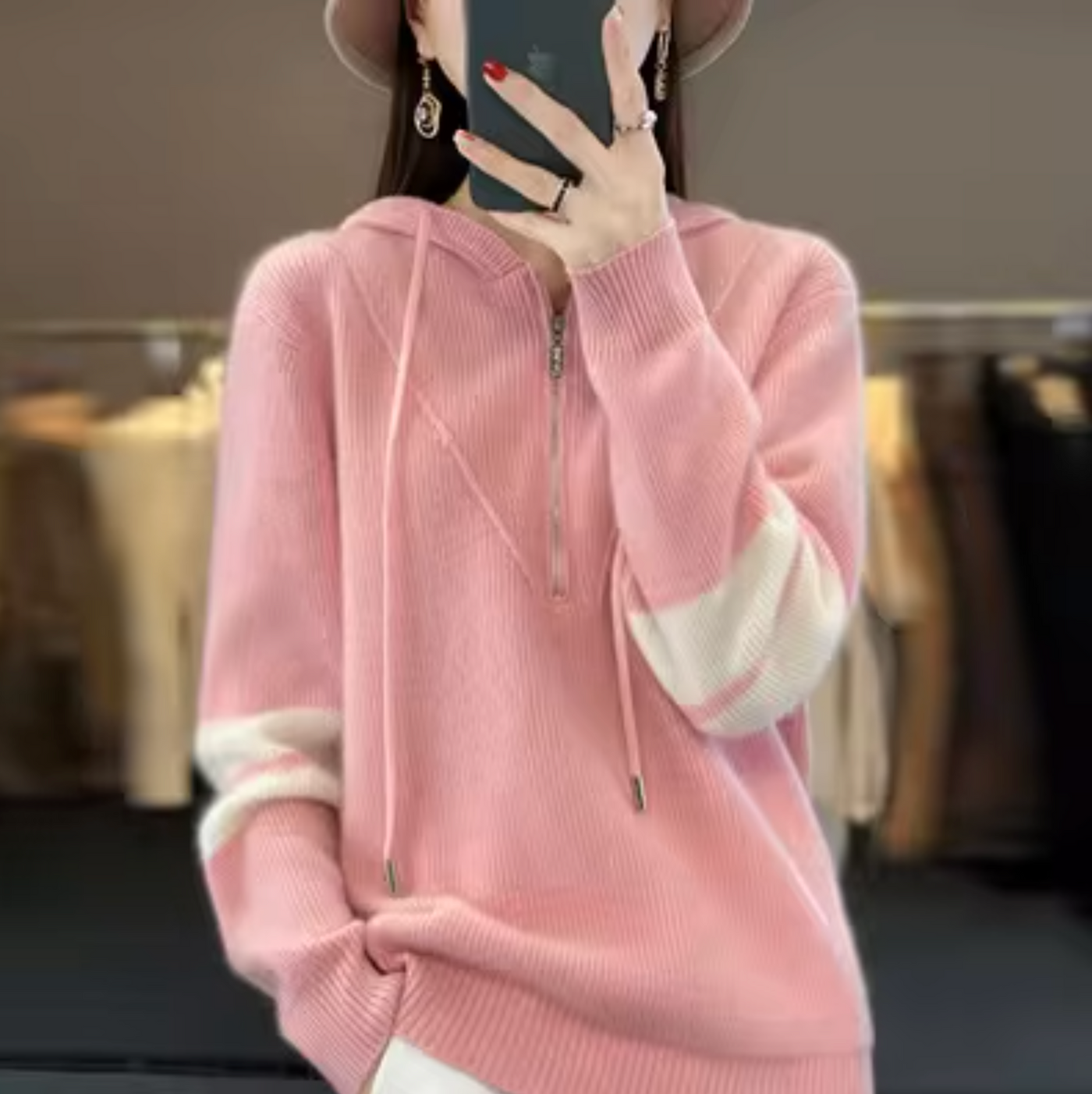 Strickpullover mit Kapuze für Frauen