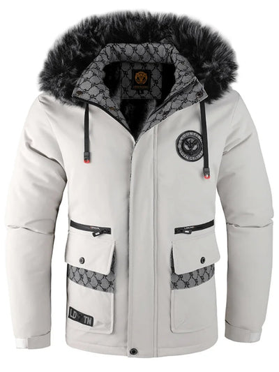 Wasserdichte Kunstfell-Kapuzen-Winterjacke für Herren