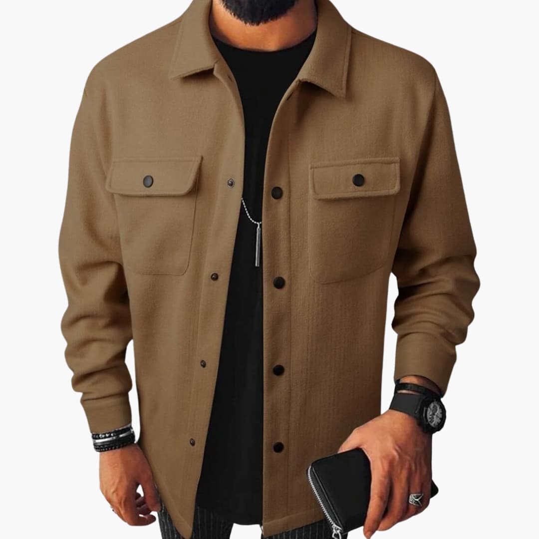 Herren hemd mit Knopfleiste Brusttaschen und langen Ärmeln