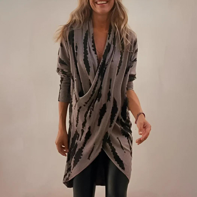 Asymmetrisches Wickel-Tunika-Shirt | Lässiger Oversized-Schnitt | Modernes Muster