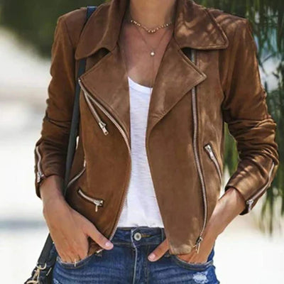Schicke Lederjacke mit Reißverschluss für Frauen