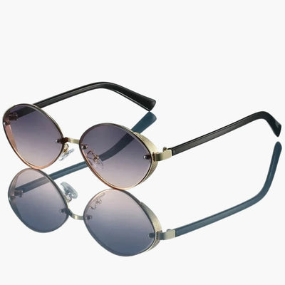 Damen Sonnenbrille mit ovalem Metallrahmen und UV400-Schutz