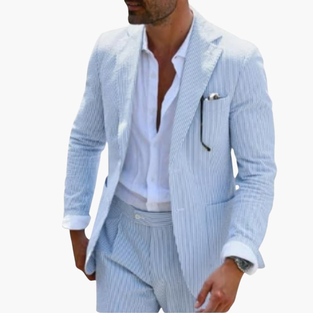 Herren Sommeranzug zweiteilig mit Nadelstreifen und Slim Fit