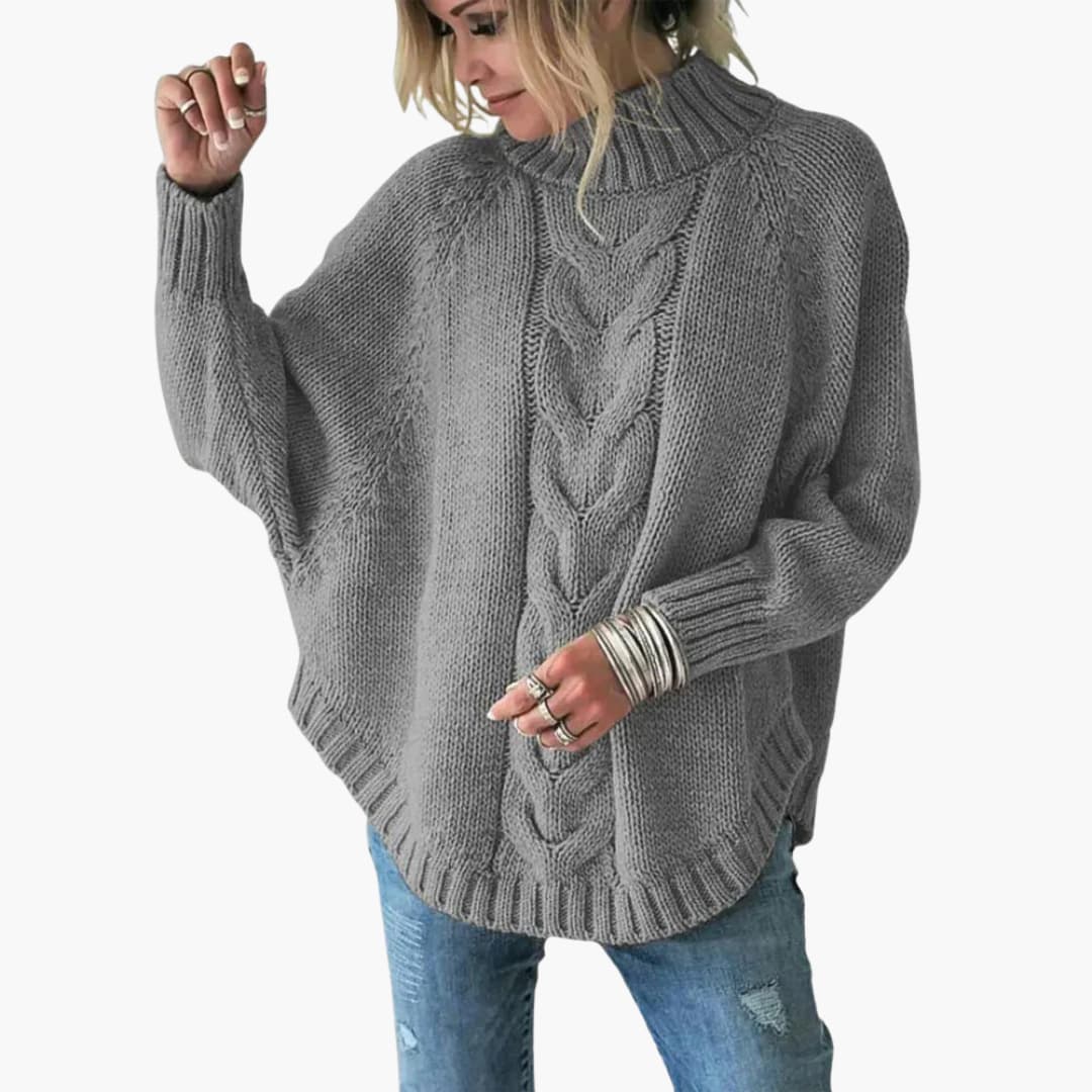 Damen pullover mit Rollkragen und Zopfmuster