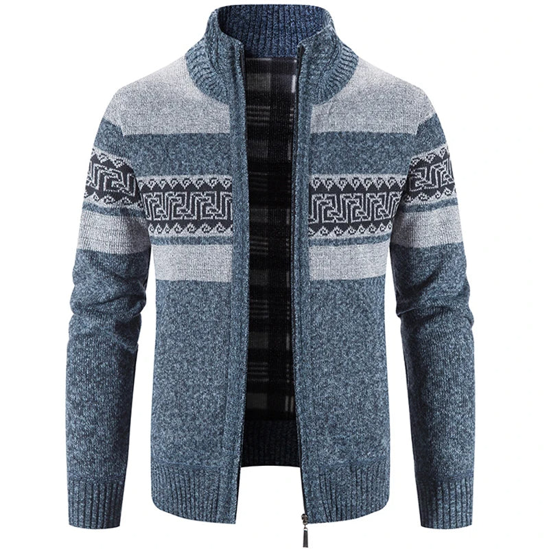 Griechisches Muster Strickjacke mit Reißverschluss für Herren