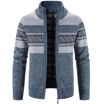 Griechisches Muster Strickjacke mit Reißverschluss für Herren